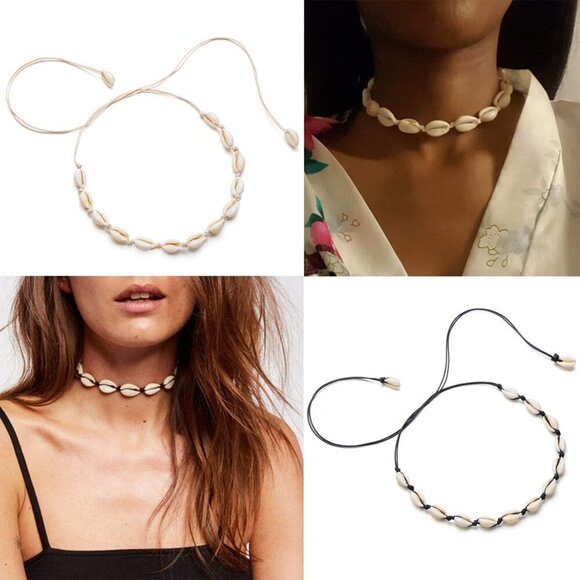 Sea Shell Necklace for Women Summer Beach Natural Cowrie Shell Necklace - Picture 4 of 7